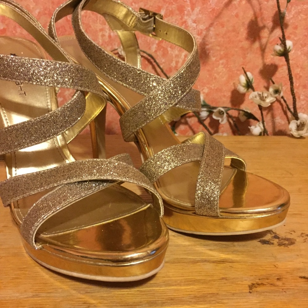 Strapped Gold High Heels